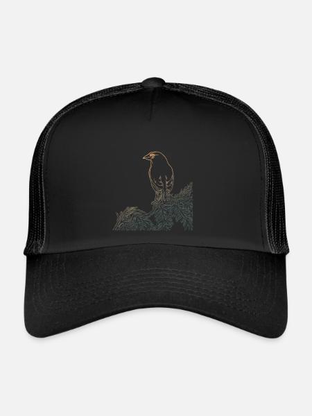 Oiseau Forêt Arbre Oiseau Motif Nature Animal Motif - Casquette trucker  - noir/noir - Devant