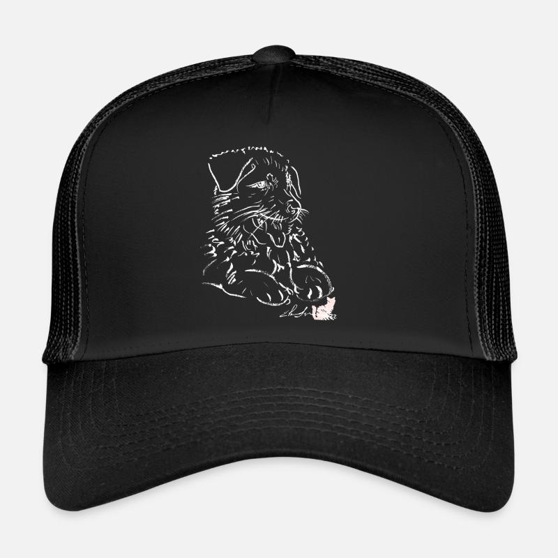 German Shepherd puppy WHITE - Trucker Cap - black/black