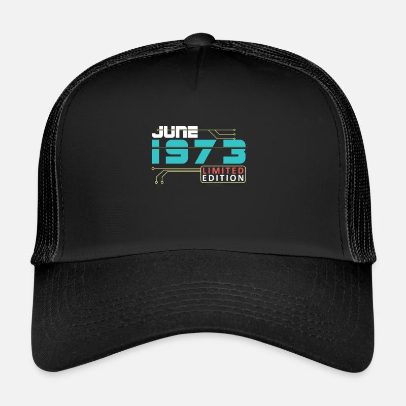 June 1973 - Geburtstag im Juni - Trucker Cap - Schwarz/Schwarz