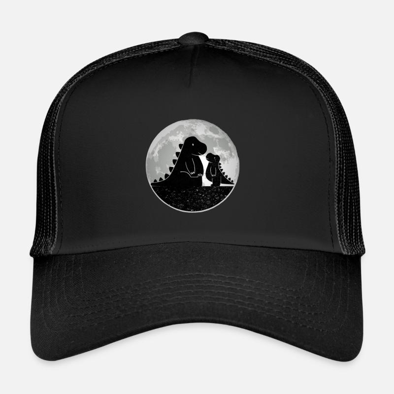 Papa et bébé T-Rex sur la Lune - Casquette trucker  - noir/noir