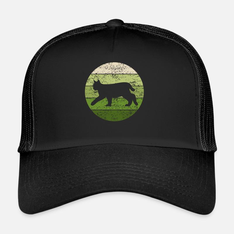 Luchs Retro Waldtiere Tierliebhaber Geschenk - Trucker Cap - Schwarz/Schwarz