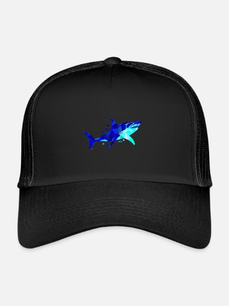 Shark Mandala Geometric Shark Diver - Trucker Cap - black/black - Front