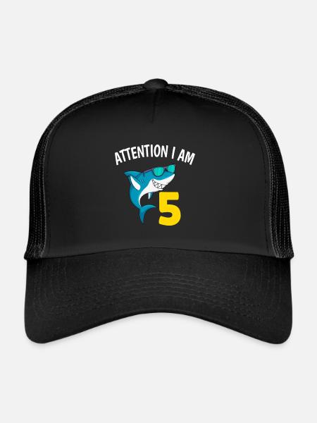 Je suis 5 ans garçon de 5ème anniversaire - Casquette trucker  - noir/noir - Devant
