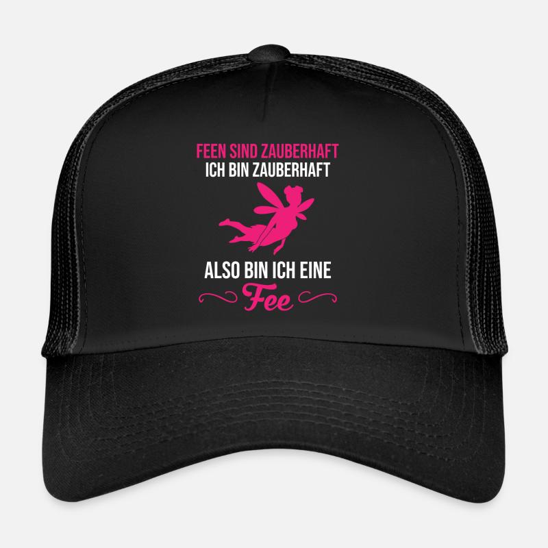 Fee Elfe Lustiger Spruch Damen Mädchen Geschenk - Trucker Cap - Schwarz/Schwarz