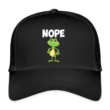 Nope! Humor Frosch Sarkasmus Einfach nein - Trucker Cap - Schwarz/Schwarz - Vorne