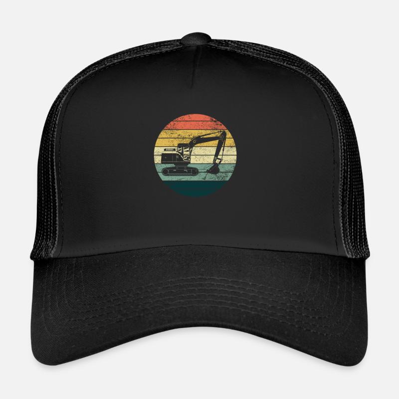 Bagger Baggerfahrer Baggern Baustelle Straßenbau - Trucker Cap - Schwarz/Schwarz