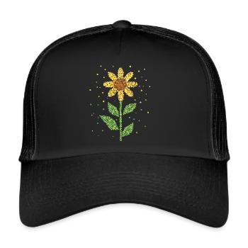 Sonnenblume Garten Gärtnerin Blumenladen - Trucker Cap - Schwarz/Schwarz - Vorne