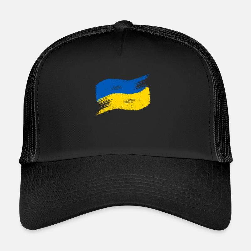 Ukraine Flagge - Trucker Cap - Schwarz/Schwarz