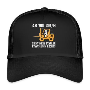 Staplerfahrer | Lustige Staplerfahrer Sprüche - Trucker Cap - Schwarz/Schwarz - Vorne