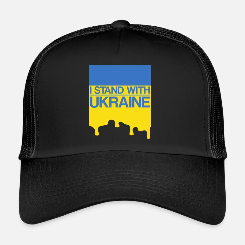 I Stand With Ukraine With Ukraine Support Ukrain - Trucker Cap - black/black