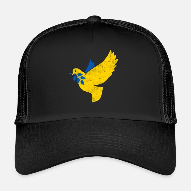 Ukraine Colombe de la Paix Drapeau de la Paix Drapeau - Casquette trucker  - noir/noir