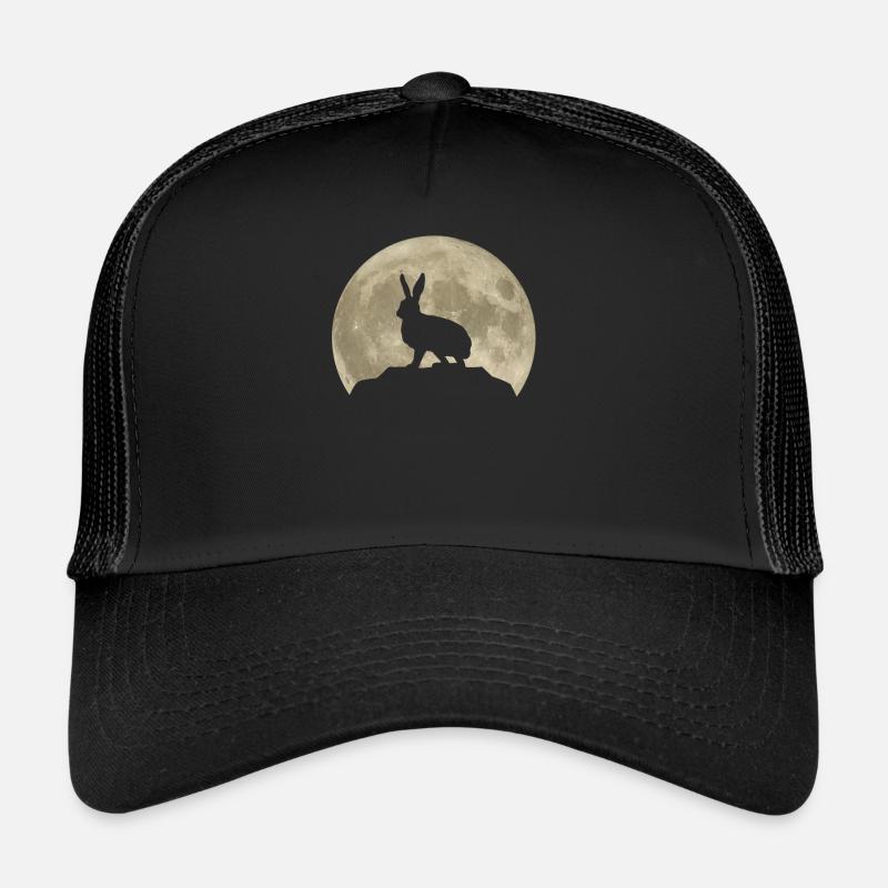Rabbit Moon Forest Animals Animal Lover Gift - Trucker Cap - black/black