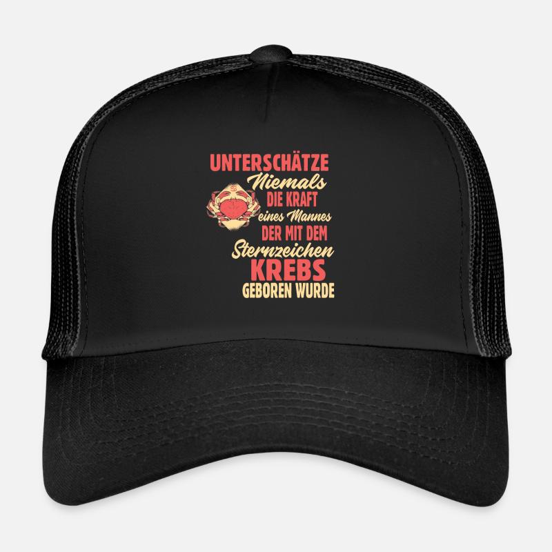 Sternzeichen Krebs - Trucker Cap - Schwarz/Schwarz