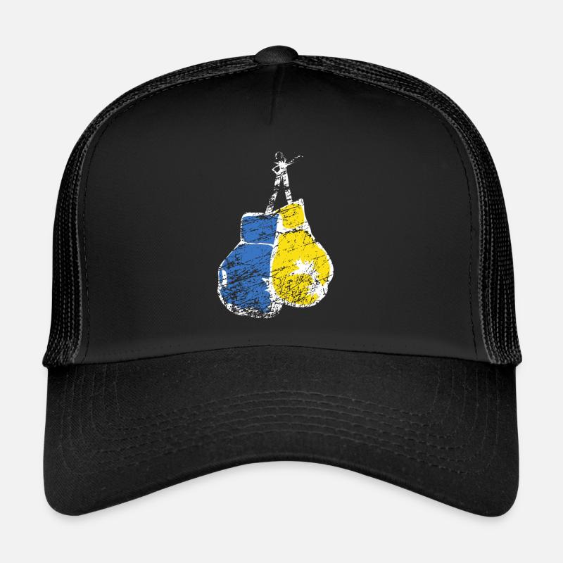 Boxhandschuhe Ukraine Flagge Stand mit der Ukraine - Trucker Cap - Schwarz/Schwarz