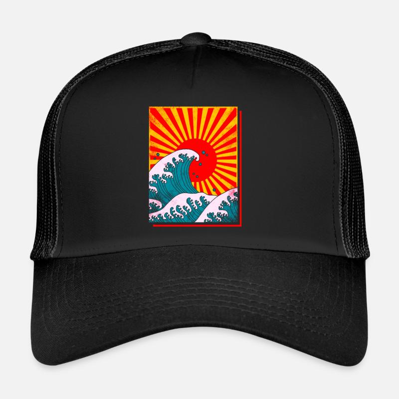 Grosse Welle in Japan - Trucker Cap - Schwarz/Schwarz