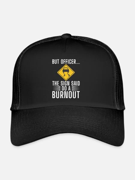 Straßenschild Burnout - Trucker Cap - Schwarz/Schwarz