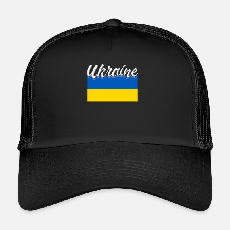 Lettrage du drapeau de l’Ukraine - Casquette trucker  - noir/noir