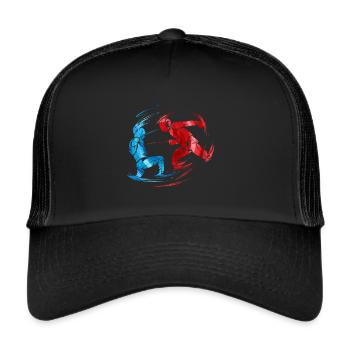 Sport Escrime Deux adversaires en combat à l’escrime - Casquette trucker  - noir/noir - Devant