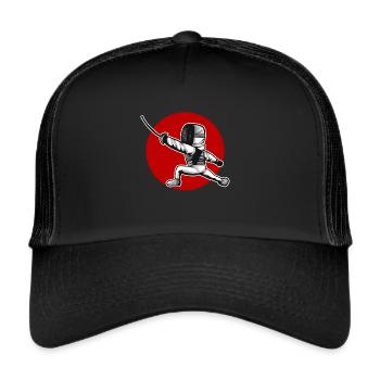 Figure d’escrime kawaii attaquant l’escrime - Casquette trucker  - noir/noir - Devant