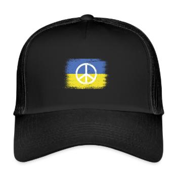 Ukraine Frieden Flagge Ukrainischer Patriot Peace - Trucker Cap - Schwarz/Schwarz - Vorne