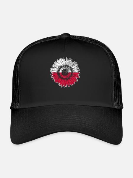 Pologne Drapeau Tournesol - Casquette trucker  - noir/noir - Devant