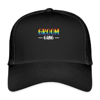Groom Gang Cadeau LGBT JGA - Casquette trucker  - noir/noir - Devant