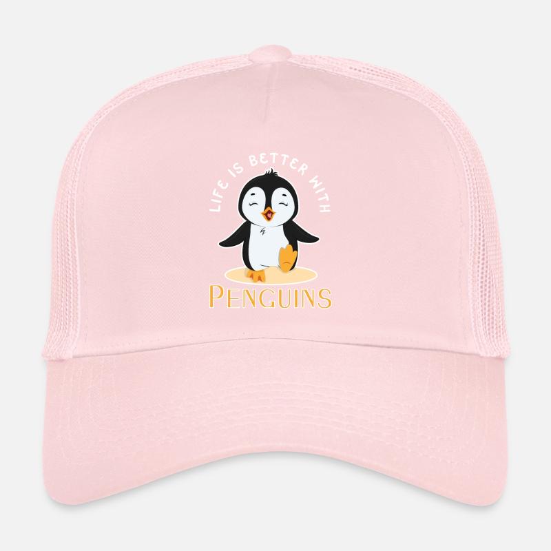 Life Better With Penguins Cute Snow Cool Penguin Trucker Cap