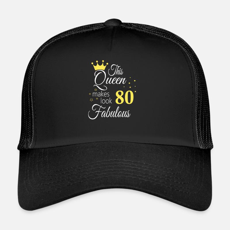 Geburtstag Königin wird 80 80. Geburtstag Frauen - Trucker Cap - Schwarz/Schwarz
