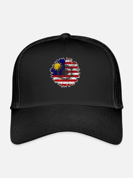 Malaysia Flag Sunflower - Trucker Cap - black/black - Front