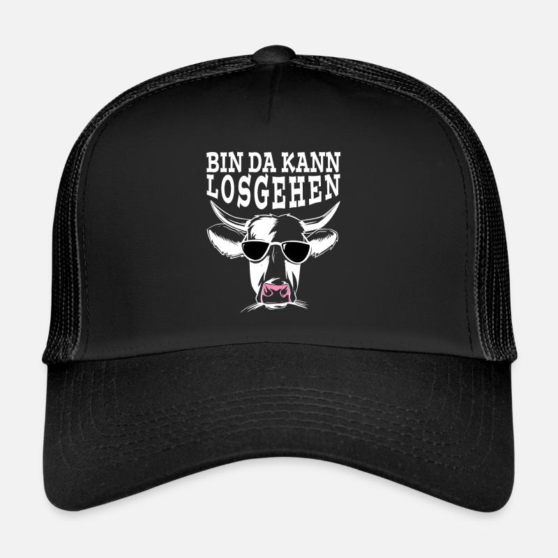 Bin da kann losgehen Witzige Kuh mit Sonnenbrille - Trucker Cap - Schwarz/Schwarz