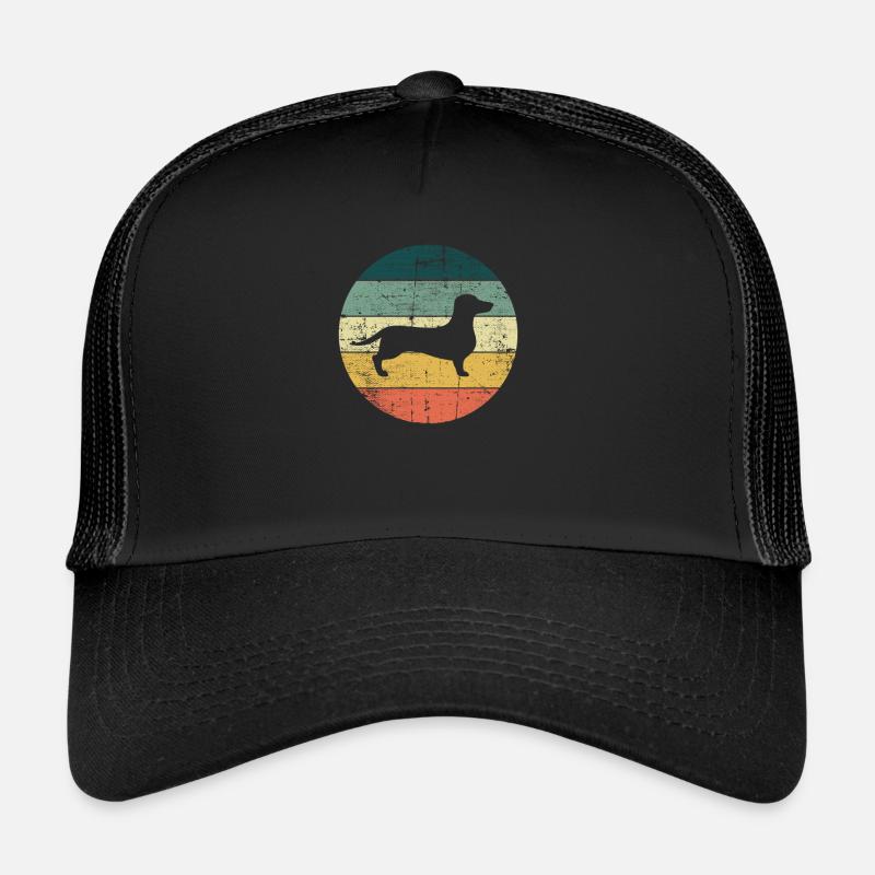 Dachshund dog lover Retro pet vintage Gift idea - Trucker Cap - Schwarz/Schwarz