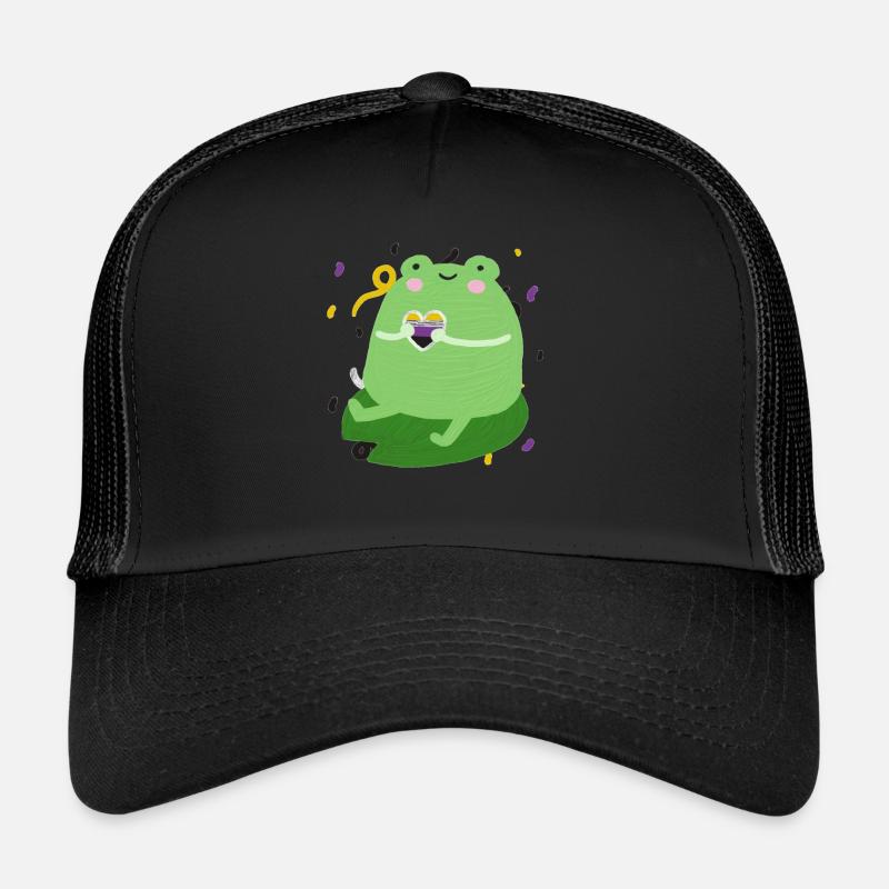 Sweet frog with non-binary pride flag colors Trucker Cap