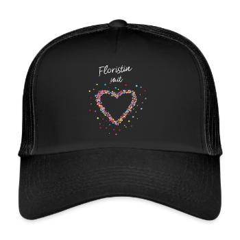Floristin Mit Herz Blumenhandel - Trucker Cap - Schwarz/Schwarz - Vorne