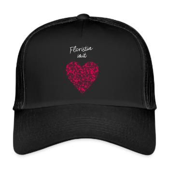 Floristin Mit Herz Blumenhandel - Trucker Cap - Schwarz/Schwarz - Vorne