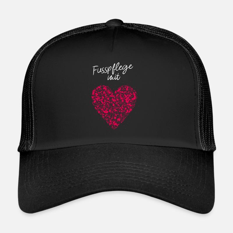 Fußpflege mit Herz Kosmetikstudio Füße - Trucker Cap - Schwarz/Schwarz