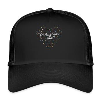 Pädagogin Mit Herz Kindertagesstätte - Trucker Cap - Schwarz/Schwarz - Vorne