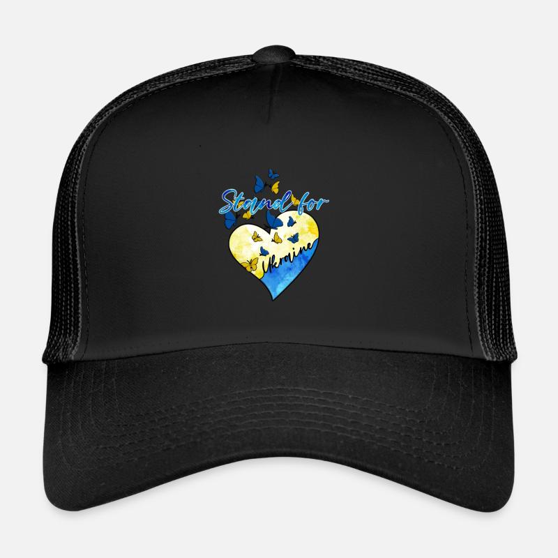 Stand For Ukraine Design Peace NO WAR - Trucker Cap - Schwarz/Schwarz