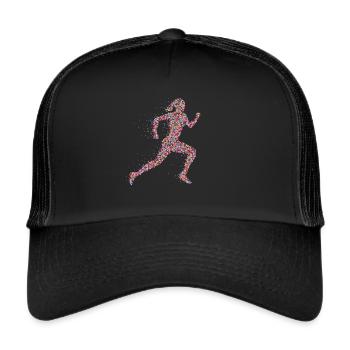 Joggerin Läuferin Sport Fitness Joggen - Trucker Cap - Schwarz/Schwarz - Vorne