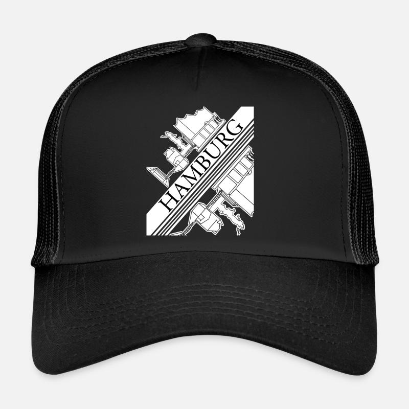 Hamburg Gebäude Hamburger - Trucker Cap - Schwarz/Schwarz