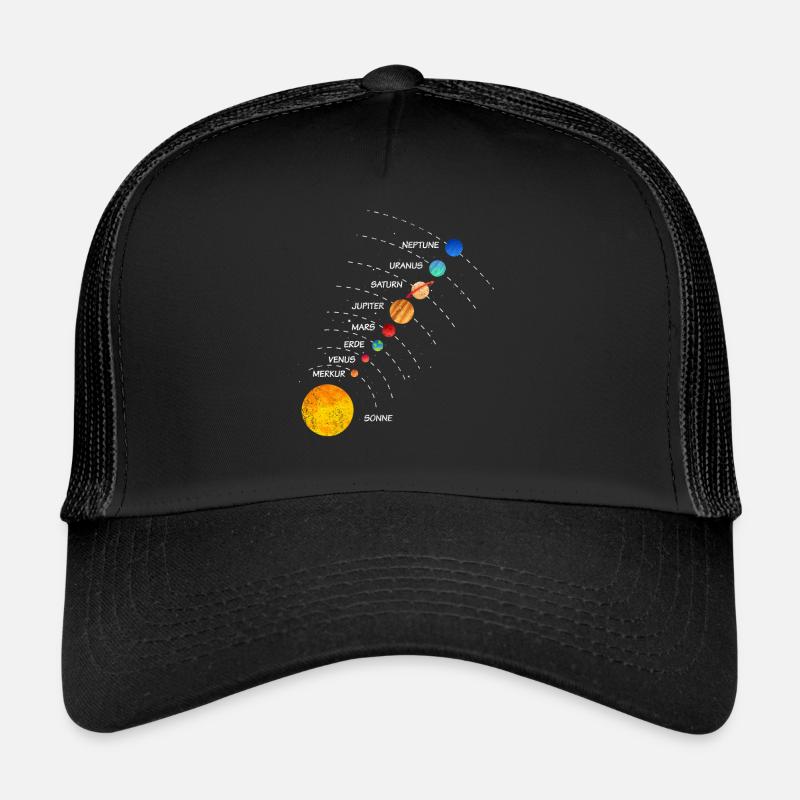 Sonnensystem Galaxie Astronomie - Trucker Cap - Schwarz/Schwarz