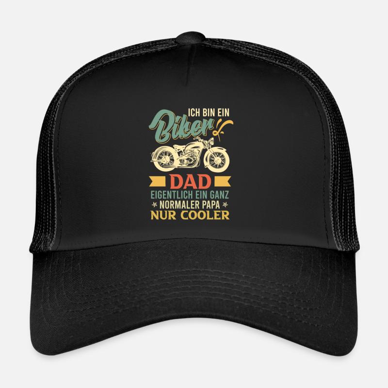 Biker Papa eigentlich ganz normal Motorradfahrer - Trucker Cap - Schwarz/Schwarz
