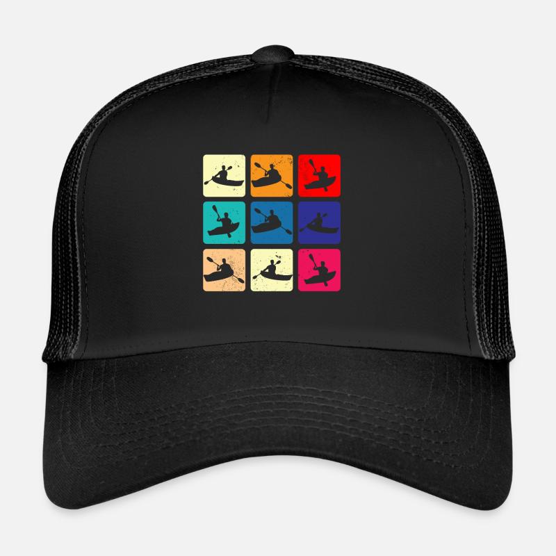 Kayaking Brings Me Retro Paddle Together Canoe - Trucker Cap - black/black