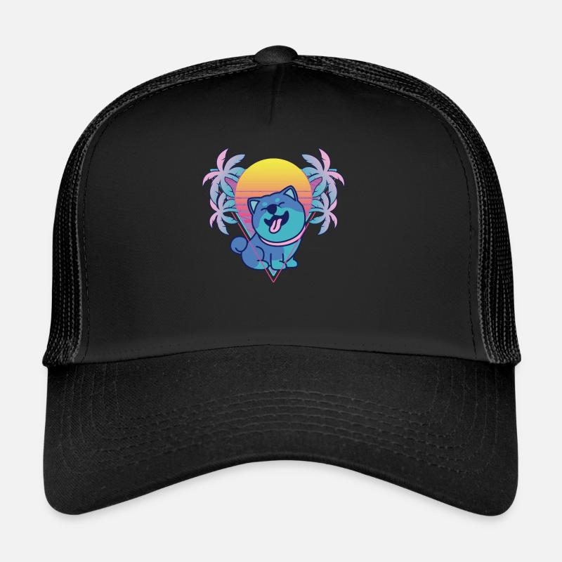 Shiba Inu Vaporwave Esthétique Rétro Casquette trucker 