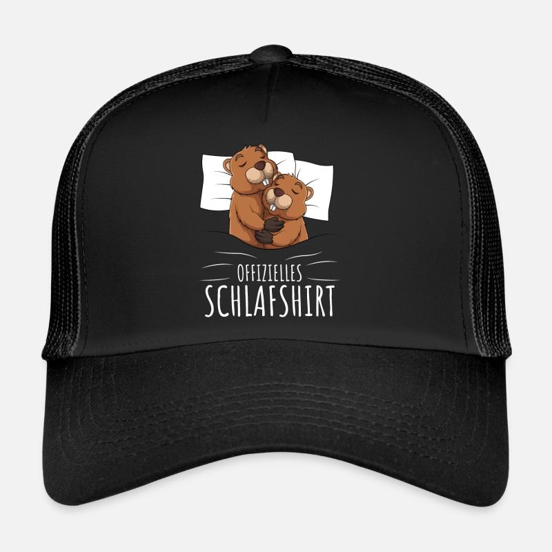 Offizielles Schlafshirt Biber - Trucker Cap - Schwarz/Schwarz