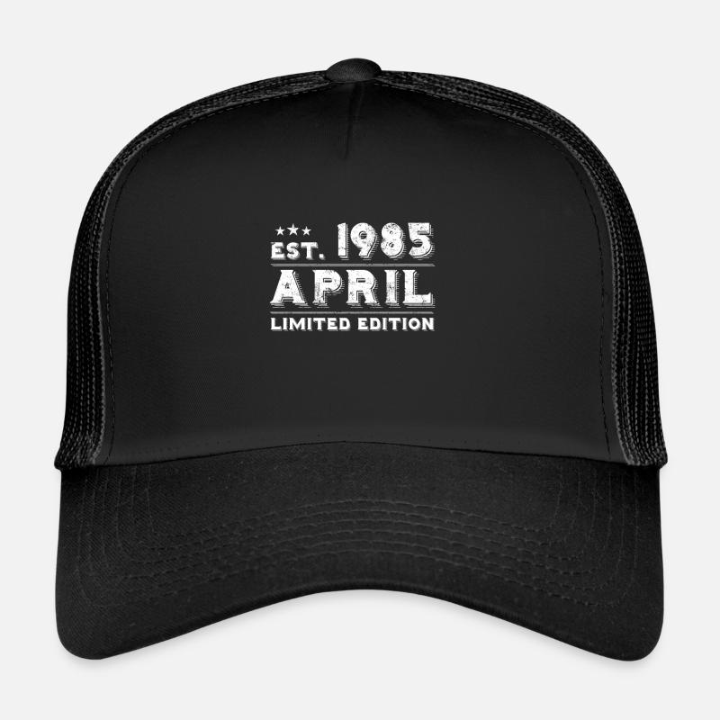 April 1985 - Geburtstag im April - Trucker Cap - Schwarz/Schwarz