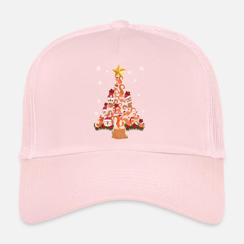 Squirrel Acorn Christmas Tree Trucker Cap