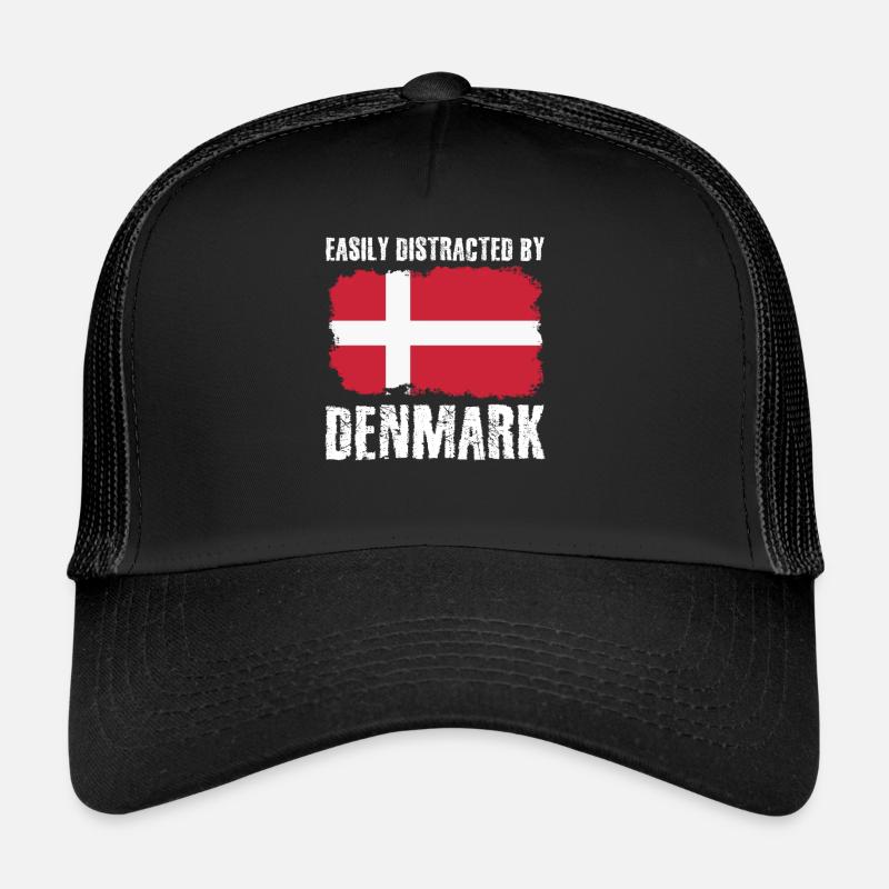 Dänemark Flagge Danish Denmark - Trucker Cap - Schwarz/Schwarz