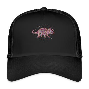 Tricératops Herbivore Dinosaure Dino - Casquette trucker  - noir/noir - Devant
