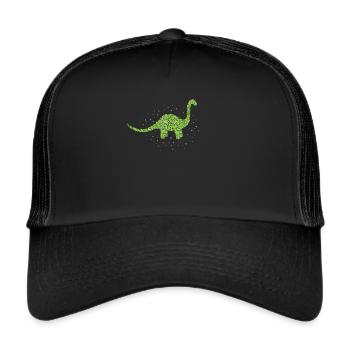 Brachiosaurus Dinosaurier Dino Geschenk - Trucker Cap - Schwarz/Schwarz - Vorne