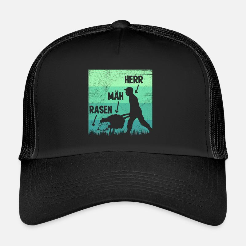 Rasen Mäh Herr Rasenmäher Rasen mähen Garten - Trucker Cap - Schwarz/Schwarz